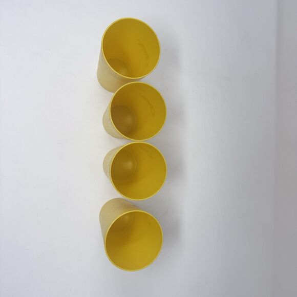 Vintage Yellow CHEX Advertising Plastic Cups Tumblers Lot of 4 Retro Food Snacks - Picture 3 of 5